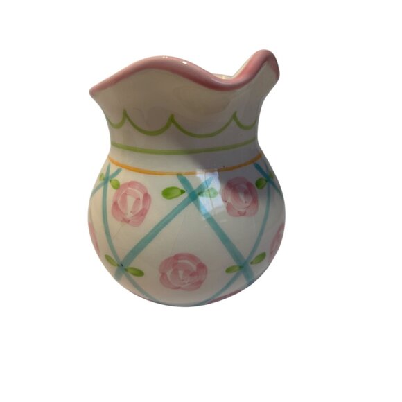 Easter Bunny Sugar & Creamer Set Hand-Painted Floral Ceramic Microwave & Dishwas - Picture 7 of 13